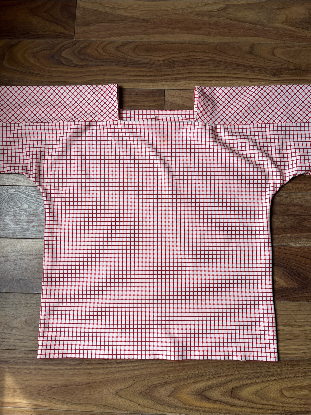 Women White Red Grid Square Top Large Short Sleeve Casual, Summer